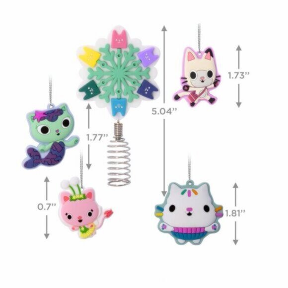 5/$20 NEW Hallmark Gabby's Dollhouse Christmas Tree Ornaments & Tree Topper Set - Picture 3 of 5